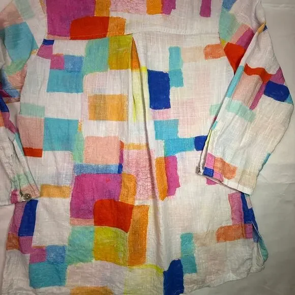 Parsley & Sage Multicolor Abstract Print Button Down Shirt 100% Cotton Small - Picture 9 of 9